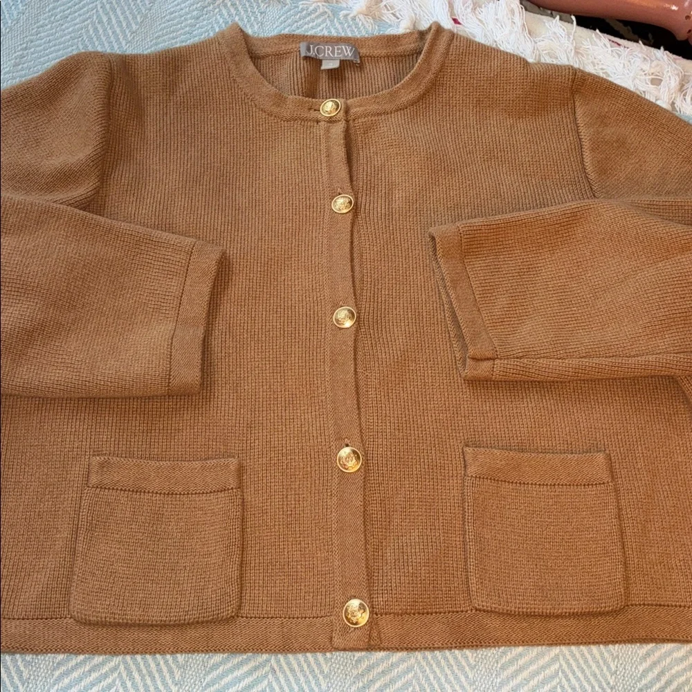 JCrew Emilie patch-pocket sweater lady jacket in heather acorn - Picture 1 of 10
